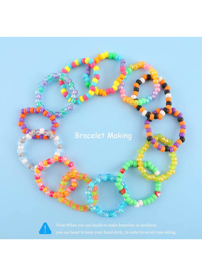 2600 pcs 9mm Pony Beads for Bracelet Making Kit, Kandi Beads Hair Beads for Necklace Crafts Making with Heart Fruit Smiley Face & Letter Beads Elastic String Rubber Bands - Image 4