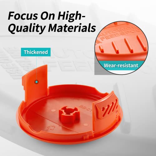 YWTESCH Trimmer Line Cap and Spring for BLACK+DECKER,Trimmer Replacement Spool Cap Covers Compatible for Black+Decker AFS Trimmer (RC100P),Black and Decker Weed Eater Parts,4 Pack (4 Spool Cap+4 Spring) - Image 4