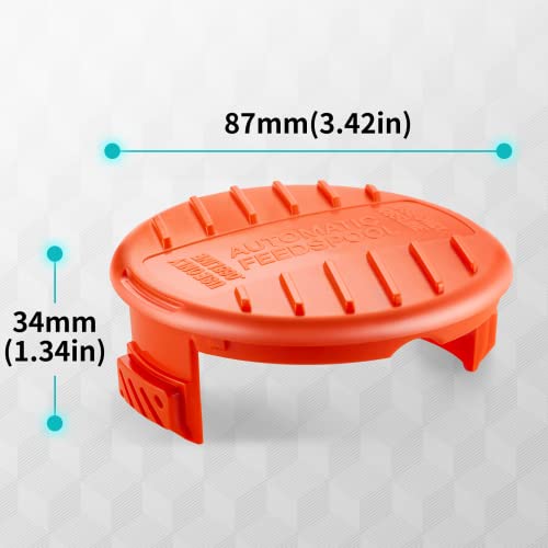 YWTESCH Trimmer Line Cap and Spring for BLACK+DECKER,Trimmer Replacement Spool Cap Covers Compatible for Black+Decker AFS Trimmer (RC100P),Black and Decker Weed Eater Parts,4 Pack (4 Spool Cap+4 Spring) - Image 3
