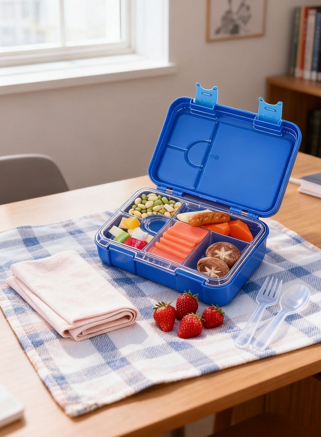LO.BABY.VE Square Sealed Lattice Portable Lunch Box Blue - Image 1