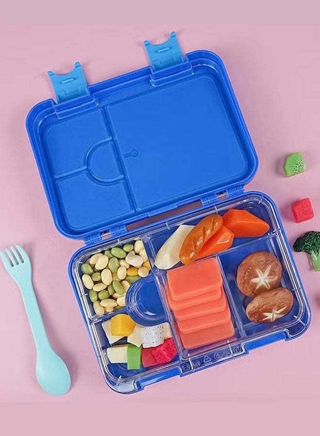 Square Sealed Lattice Portable Lunch Box Blue