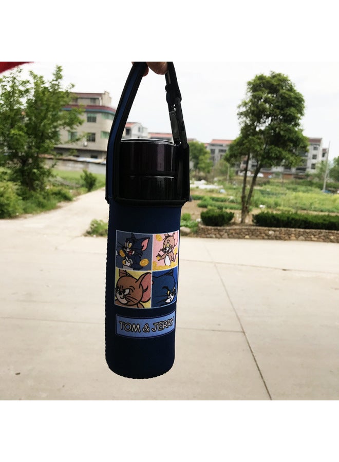 Wholesale Diving Material Cup Cover Crossbody Insulation Glass Protective Cover Cartoon Cute Drop-resistant Water Cup Handbag In Stock-Color:Four Grids-cat And Mouse-Capacity:Small Size 350ml (height Cm)  - Image 1