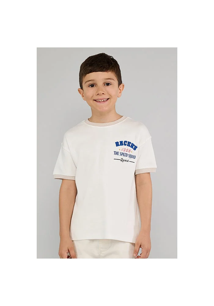 أر أند بي Embroidered T-Shirt with Crew Neck and Short Sleeves