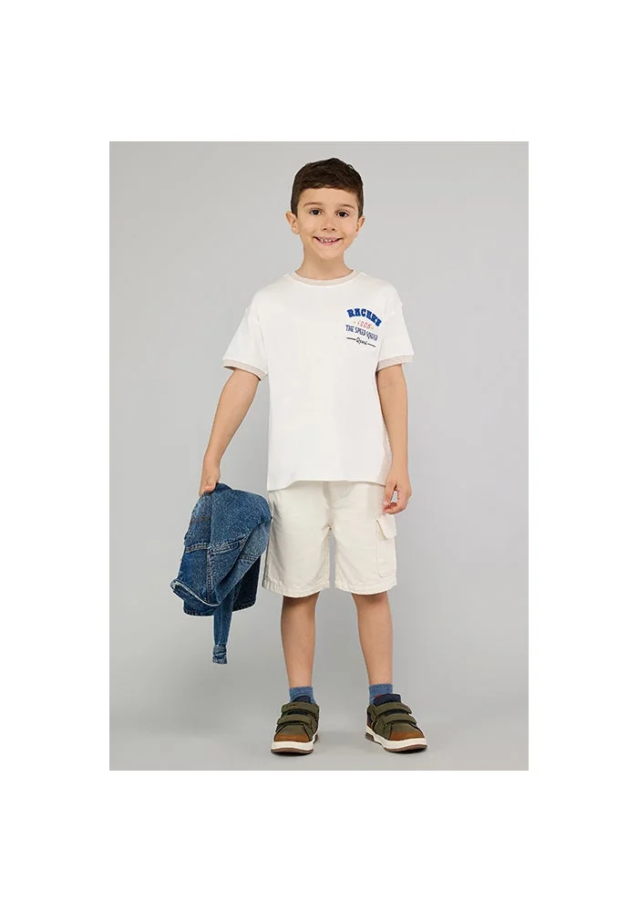 أر أند بي Embroidered T-Shirt with Crew Neck and Short Sleeves