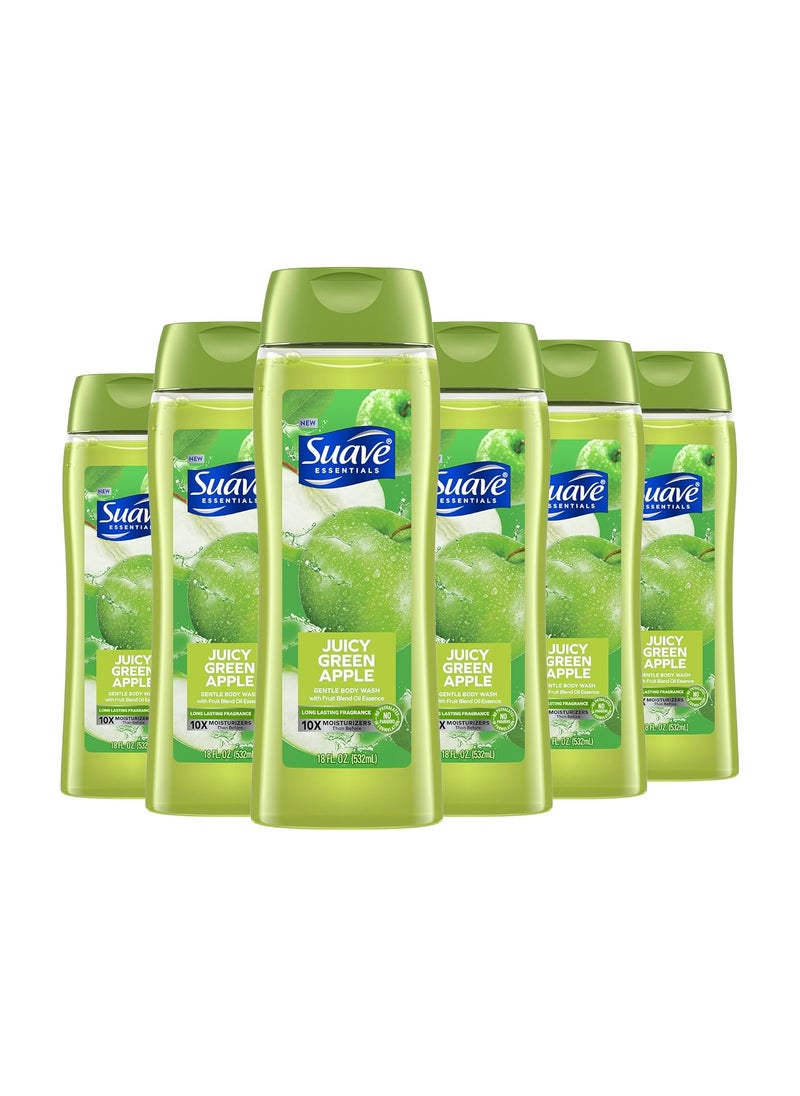 Suave Suave Moisturizing Body Wash with Juicy Apple and Vitamin E Extract No Parabens No Phtahaltes 18 Oz Pack of 6 