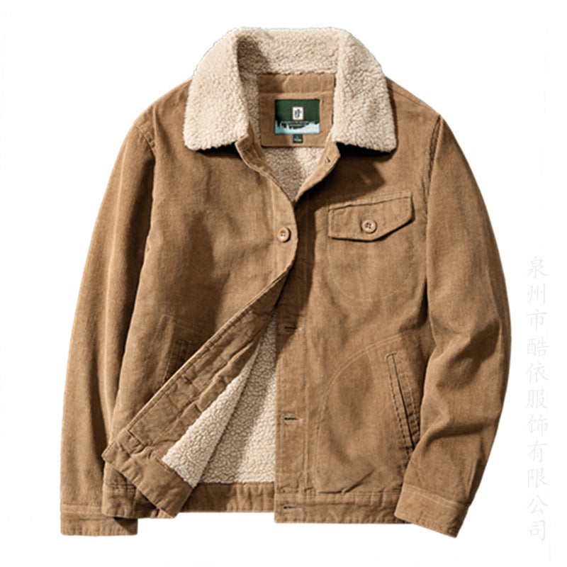 Men'S Lamb Fleece Cotton Coat 2021 Sports Men'S Corduroy Warm Jacket Casual Tooling Fashion Brand Cotton Coat - Image 1