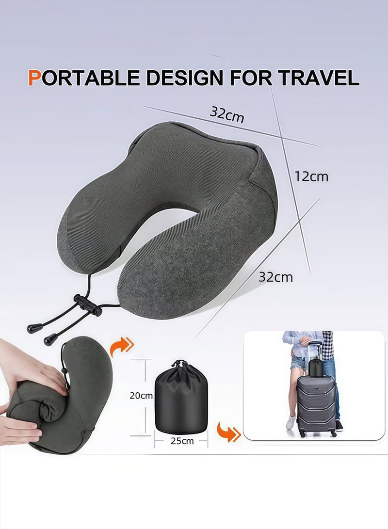 HQ-GAMING Travel Pillow 100% Memory Foam Pillow, Neck Pillow for Airplane, Neck & Head Support Pillow for Sleeping Rest & Car, Travel Pillows Kit with Storage Bag, Hidden Hoody (Black) - Image 2
