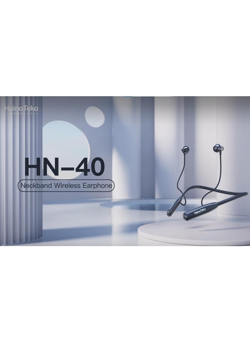 HainoTeko Germany Haino Teko HN40 Neckband Wireless Earphone With Super Clear Mic and High Bass Sound Quality Black - Image 5
