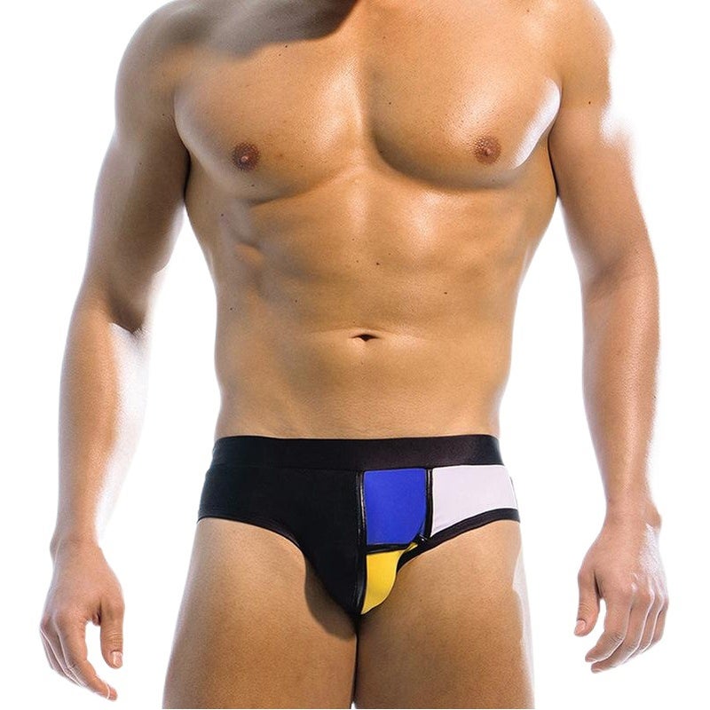 UXH and men''s sexy stitching fashion triangle swimming trunks close-fitting swimming trunks beach bikini swimming trunks men - Image 2