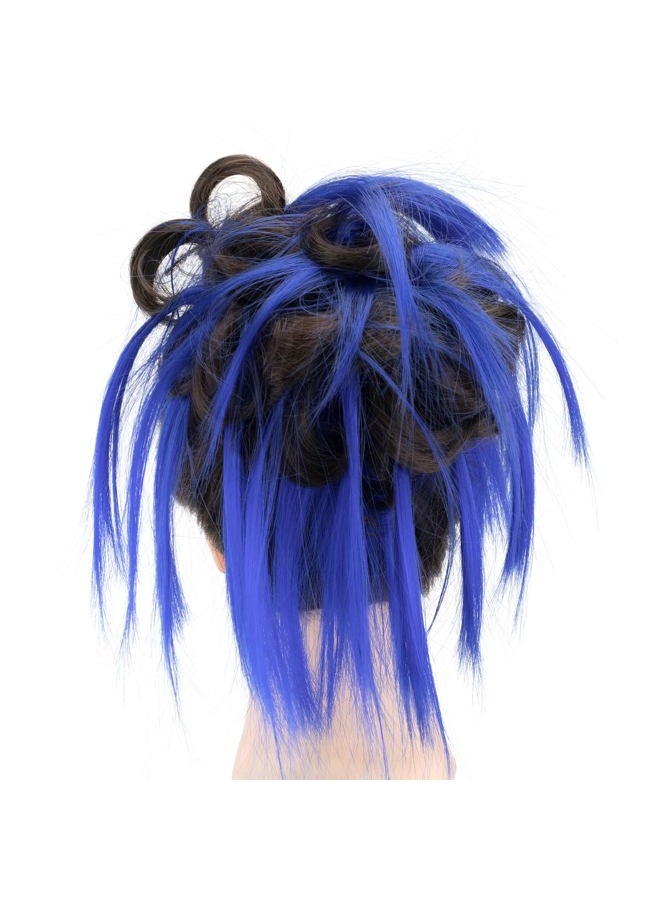 IMISSU 2PCS Messy Hair Bun Piece Updo Fake Scrunchies Extension Wavy Curly Hairpieces Ponytail Chignon Headband for Women Girls (2PCS Brown Blue) - Image 3