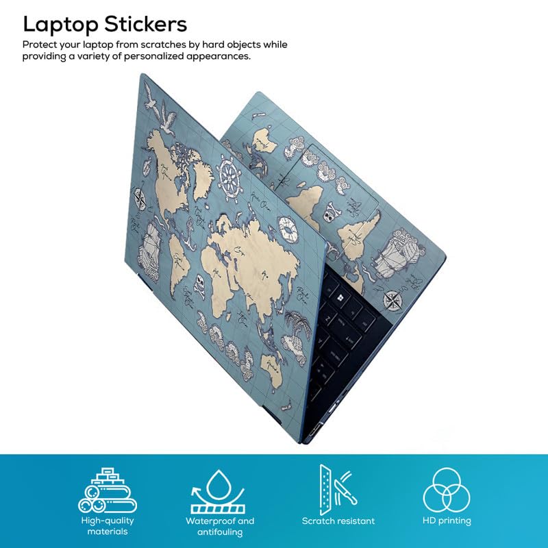 Inkykart Design 10 Top+Wrist Pad Vinyl Laptop Skin/Sticker/Cover for 14 Inches Laptops Laminated-Removable-HD Quality Compatible for Hp-Dell-Sony-Lenovo-Asus etc.(13.8x9.6 Inches) - Image 2