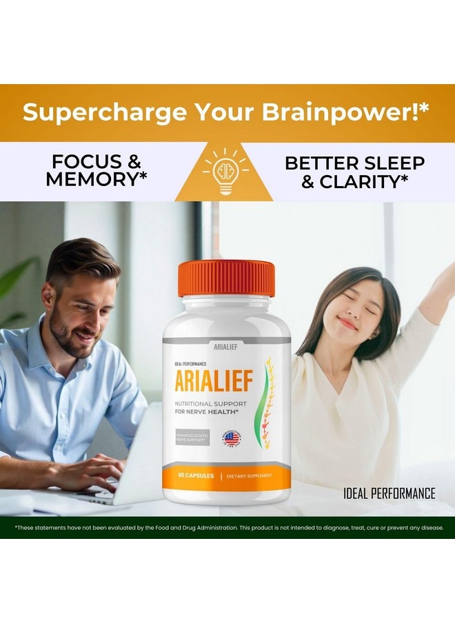IDEAL PERFORMANCE Arialief Capsules for Sciatica, Arialief Nutritional Support for Nerve Health, Arialief Sciatica Capsules, Arialief Primepalm Supplement Pills, Aria LIEF Vitamin Reviews (5 Pack)