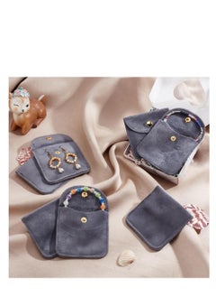 Excefore Velvet Jewellery Pouches, 20 Pcs Gray Color Velvet Jewelry Storage Bags with Snap Button, Jewelry Wrap Gift Bags, For Wedding, Party, Valentine's Day, Anniversary, Candy Gift (8x7.9cm)  - Image 5