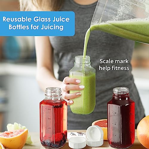 Syntic 8 Pack 16 Oz Reusable Glass Milk Bottles w 100% Airtight Heavy Duty SCREW Lid & 2 Pour Spouts - Glass Juice Bottles w Capacity Mark - Beverage Drinking Jar Juice Container Breast Milk(Extra 2 Lids) - Image 5