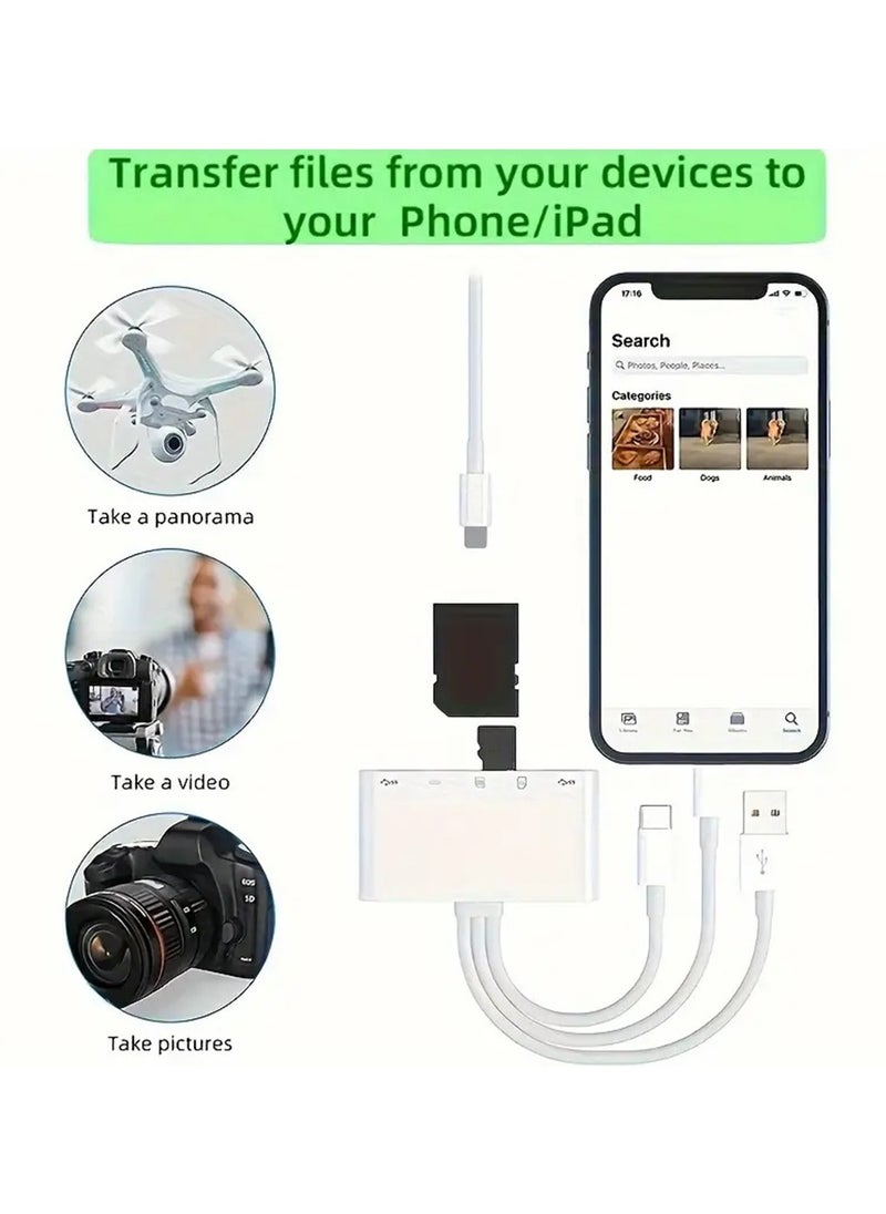 Hihonor 5-in-1 Memory Card Reader, USB OTG Adapter & SD Card Reader for iPhone/iPad, USB C and USB A Devices with Micro SD & SD Card Slots, Supports SD/Micro SD/SDHC/SDXC/MMC  - Image 3