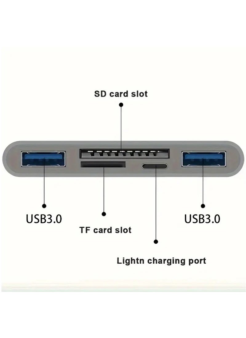 Hihonor - 5-in-1 Memory Card Reader, USB OTG Adapter & SD Card Reader for iPhone/iPad, USB C and USB A Devices with Micro SD & SD Card Slots, Supports SD/Micro SD/SDHC/SDXC/MMC - Image 1