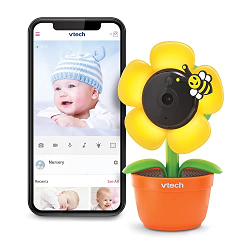 VTech RM9751 Yellow Daisy Smart WiFi Baby Camera iOS Android Enabled 1080p Full HD Privacy Mode Cover Night Light Soothing Sounds Lullabies Twoway IntercomTemperature Sensor Night Vision - Image 1