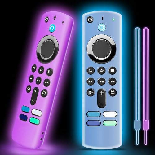 SOTATOO 2 Pack Silicone Remote Cover Compatible with 2021 Fire TV Stick 4K/Alexa Voice Remote 3rd Gen, Anti Slip Silicone Protective Case with Color Lanyard Glow in The Dark - Image 1