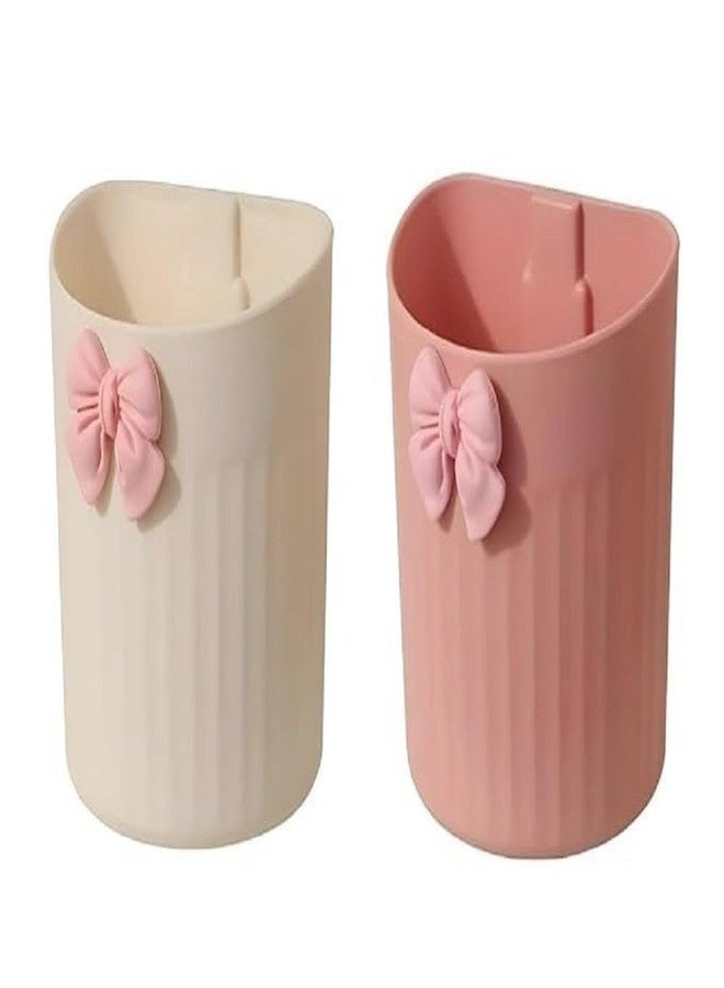 2PIS (White Pink Combo) SELF Adhesive Mobile Holder/Pencil Holder/Remote Holder for Office and Home.(2PIS + Tumbler Holder)/313_KP2598 - Image 1
