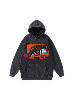 New Hiphop Green Zip Hoodie Men Urban Harajuku Anime Print Long Sleeve 26 Black Washed Old Hoodie
