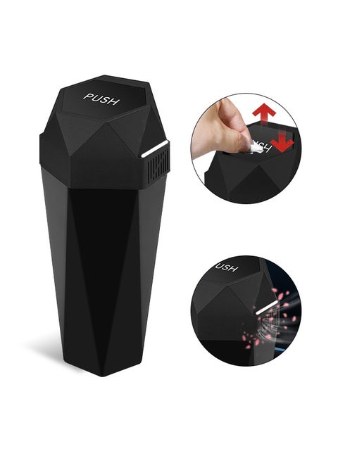 Portable Car Trash Can with 3 Aromatherapy Blocks, Smell-Proof Waste Car Trash Bin, Leakproof Desktop Garbage Can with 2 Rolls of Trash Bags,for Cars, Trucks, and SUVs,Home,Office