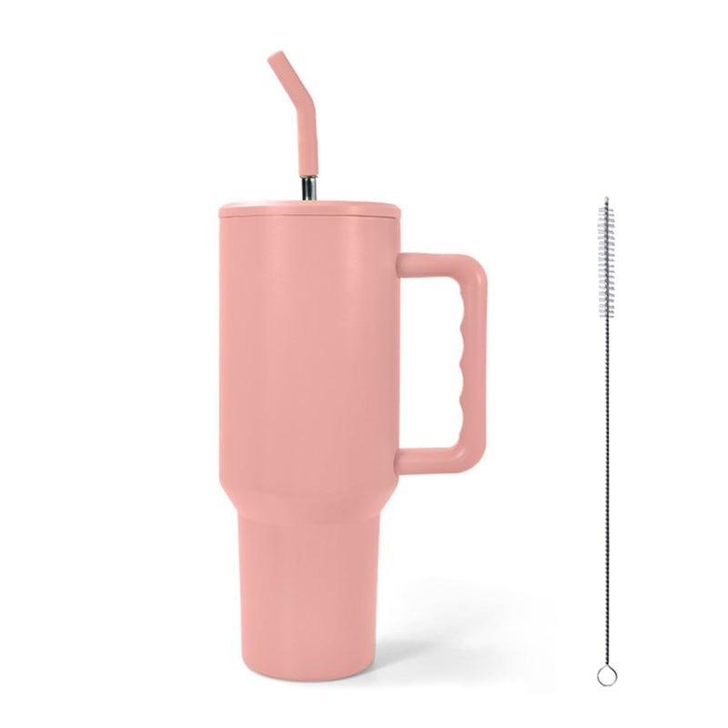 Honbuty Stainless Steel Double Wall Vacuum Insulated Cup Vacuum Insulated Coffee Tumbler 100 Leak Proof Mug Cupholder FriendlyKeeps Water ColdEasy to Clean Pink 1200 ml - Image 1