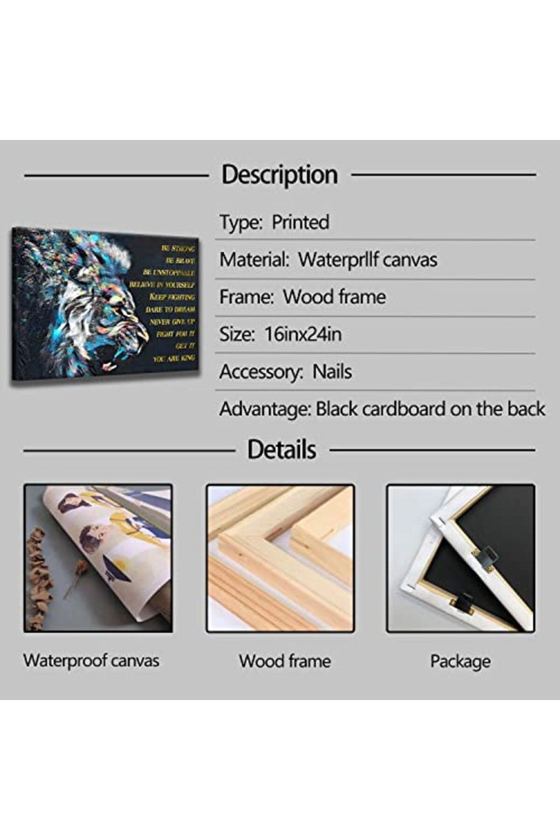 AKOTAC Inspirational Lion Canvas Wall Art - Image 3
