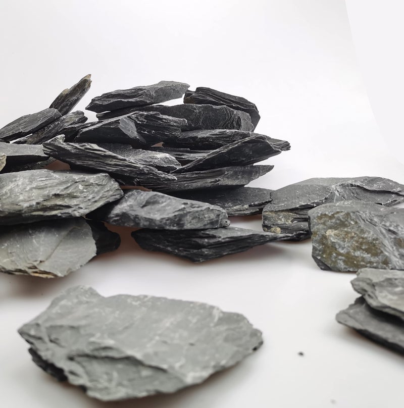 Voulosimi Natural Slate Rocks PH Neutral Stone Perfect Rocks for Aquariums, Landscaping Model,Tank Decoration,Amphibian Enclosures (3.5 LB, 3-5 inch) - Image 2