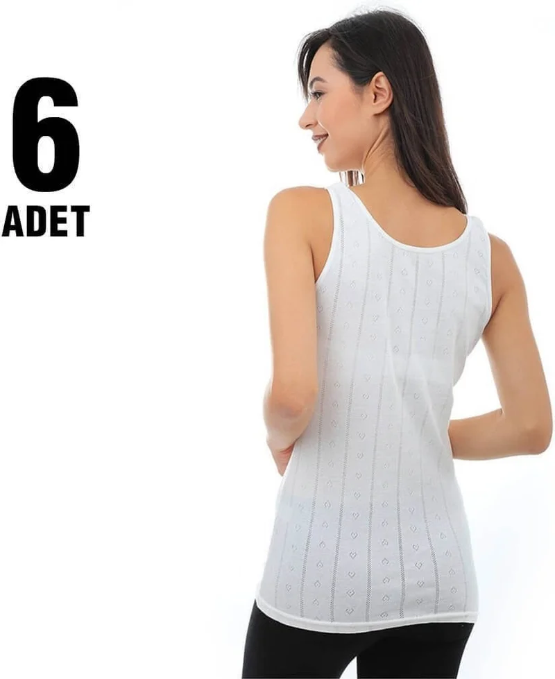 Oskasa Tutku Elastane Thick Strap Jacquard Women's Undershirt 6-Piece