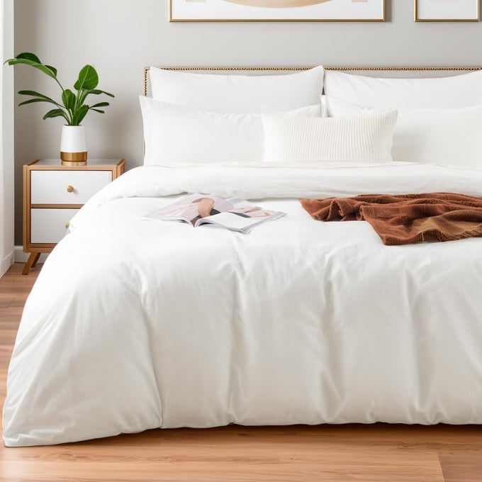 DUVET COVER SET SUPER KING 108X98 LINEN LOOK TEXTURED CREAM WHITE ORGANIC NATURAL 100 WASHED COTTON DUVET COVER 3 PIECES BEDDING SET WITH ZIPPER CLOSURE BREATHABLE NO COMFORTER