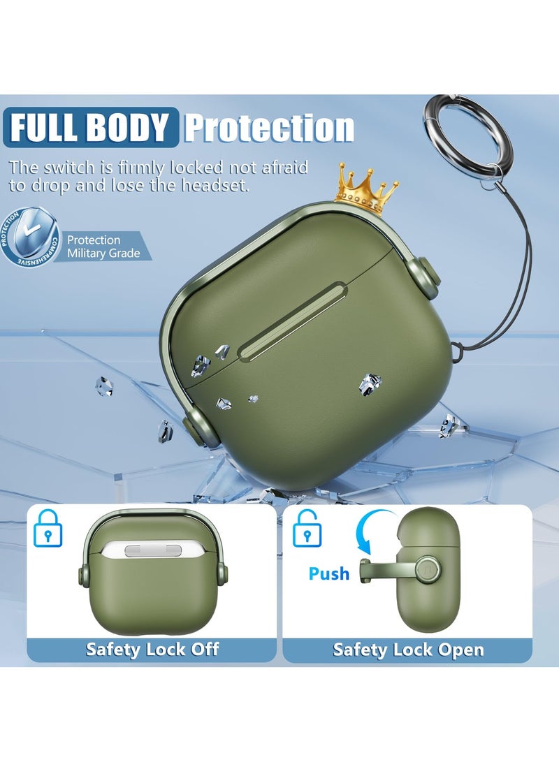 ANYOGRO AirPods 4 Case Cover for Women Men, Unique Musician Headset Design, PC Material Protective Case with Cleaner Kit and Keychain Compatible with Airpods 4th Generation 2024 Green - Image 4