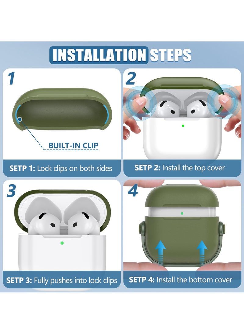 ANYOGRO AirPods 4 Case Cover for Women Men, Unique Musician Headset Design, PC Material Protective Case with Cleaner Kit and Keychain Compatible with Airpods 4th Generation 2024 Green - Image 5