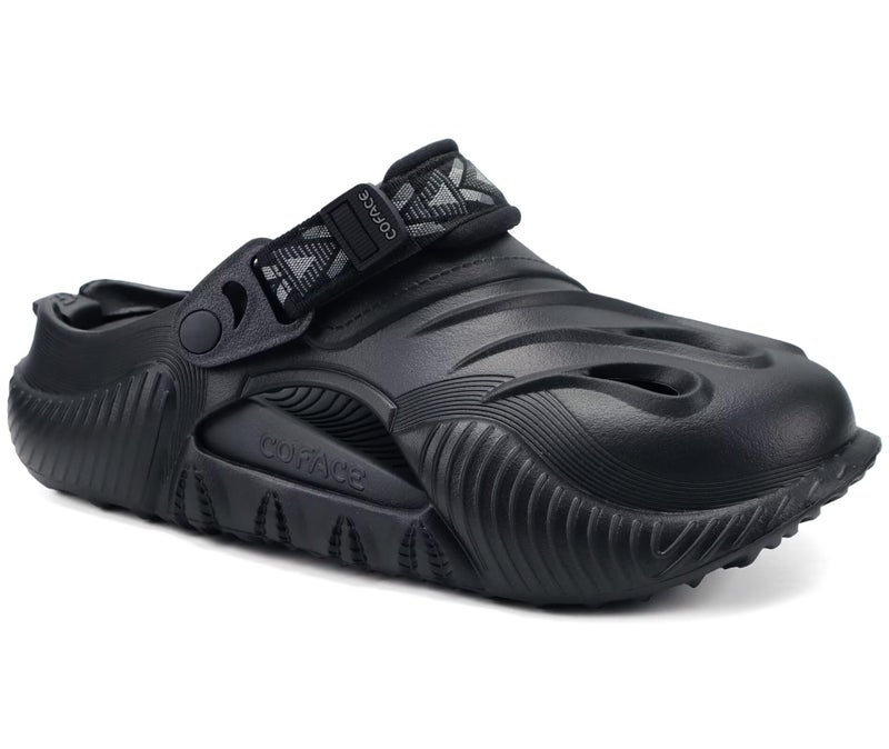 COFACE Mens Recovery Clogs Comfortable Walking Athletic Cushioned Slides Sandals Sport Casual Orthopedic Memory Foam Mules Summer Slip On Outdoor Slippers Plantar Fasciitis Arch Support Black Size 12 - Image 1