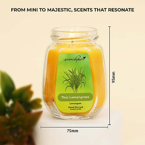 Aromahpure Scented Candle (42 hrs) (100% Soy Wax)- Handcrafted | Smoke-Free | Thai Lemongrass Fragrance Candles for Home & Gift Sets, IFRA Certified - Image 2
