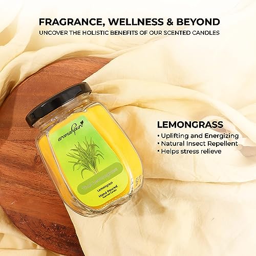 Aromahpure Scented Candle (42 hrs) (100% Soy Wax)- Handcrafted | Smoke-Free | Thai Lemongrass Fragrance Candles for Home & Gift Sets, IFRA Certified - Image 4