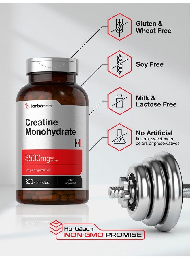 Horbäach Creatine Monohydrate Capsules | 3500mg | 300 Count | Non-GMO and Gluten Free Supplement - Image 4