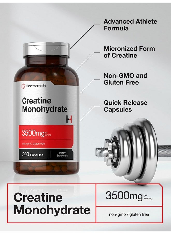 Horbäach Creatine Monohydrate Capsules | 3500mg | 300 Count | Non-GMO and Gluten Free Supplement - Image 3