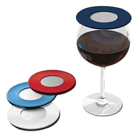 Drink Tops Ventilated Silicone Wine Glass Covers  Weighted Cover with Screen Allows Wine to Breathe  Outdoor Wine Glass Covers to Keep Particles Out  BPA Free  4pk