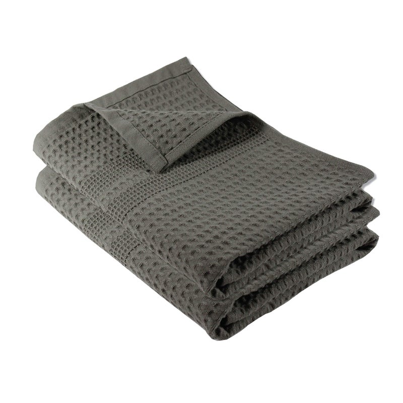 GILDEN TREE Waffle Hand Towels for Bathroom Quick Dry Towel Super Absorbent Thin 100% Cotton Lint Free, Hand Towels for Bathroom Set of 2, Classic Style (Stone) - Image 1
