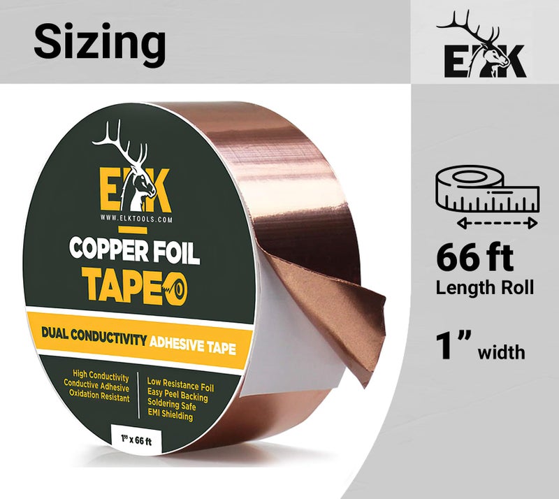 ELK Copper Foil Tape - 2” x 33ft - with Conductive Adhesive for Guitar, Crafts, Electrical Repairs and Grounding - Conductive Copper Tape - Image 3
