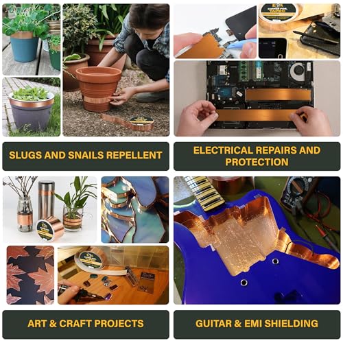 ELK Copper Foil Tape - 2” x 33ft - with Conductive Adhesive for Guitar, Crafts, Electrical Repairs and Grounding - Conductive Copper Tape - Image 4