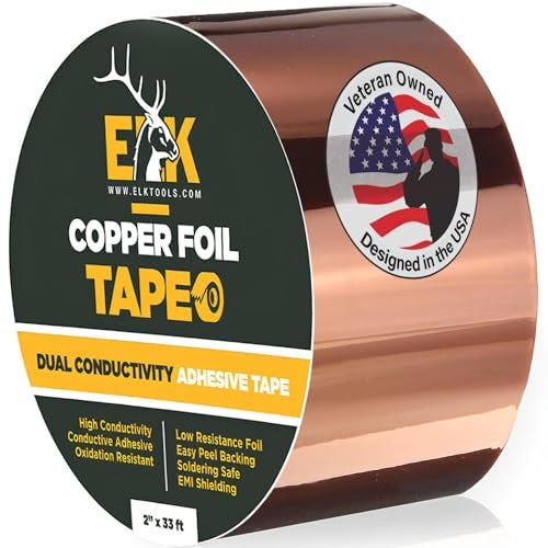 ELK Copper Foil Tape - 2” x 33ft - with Conductive Adhesive for Guitar, Crafts, Electrical Repairs and Grounding - Conductive Copper Tape - Image 1