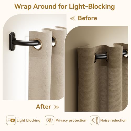 YaFex Wrap Around Blackout Curtain Rods 48-114 Inch, 1 Inch Heavy Duty Curtain Rods for Windows, French Return Curtain Rod for Room Darkening in Bedroom and Living Room, Easy to Install - Image 4