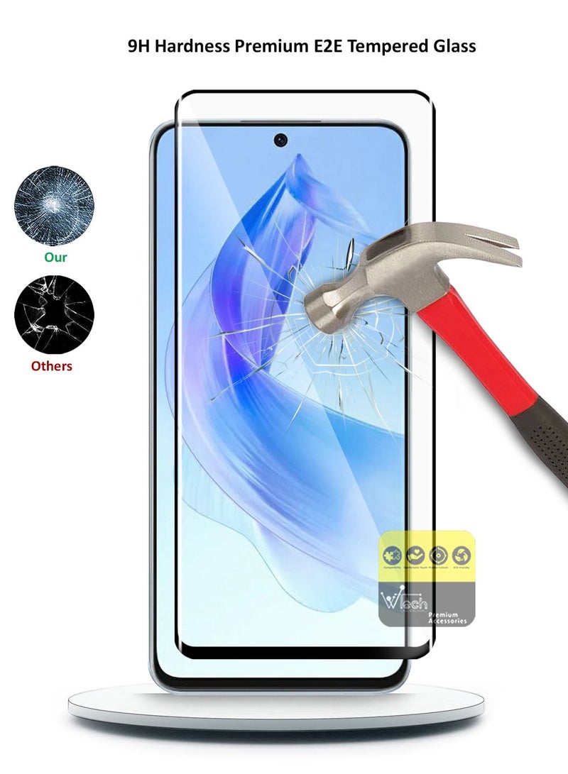 Wtech Premium E2E Full Glue Full Cover Tempered Glass Screen Protector For Honor 90 Lite 5G 2023 Clear/Black - Image 2