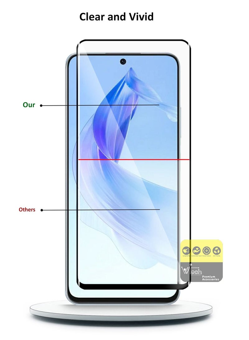 Wtech Premium E2E Full Glue Full Cover Tempered Glass Screen Protector For Honor 90 Lite 5G 2023 Clear/Black - Image 3