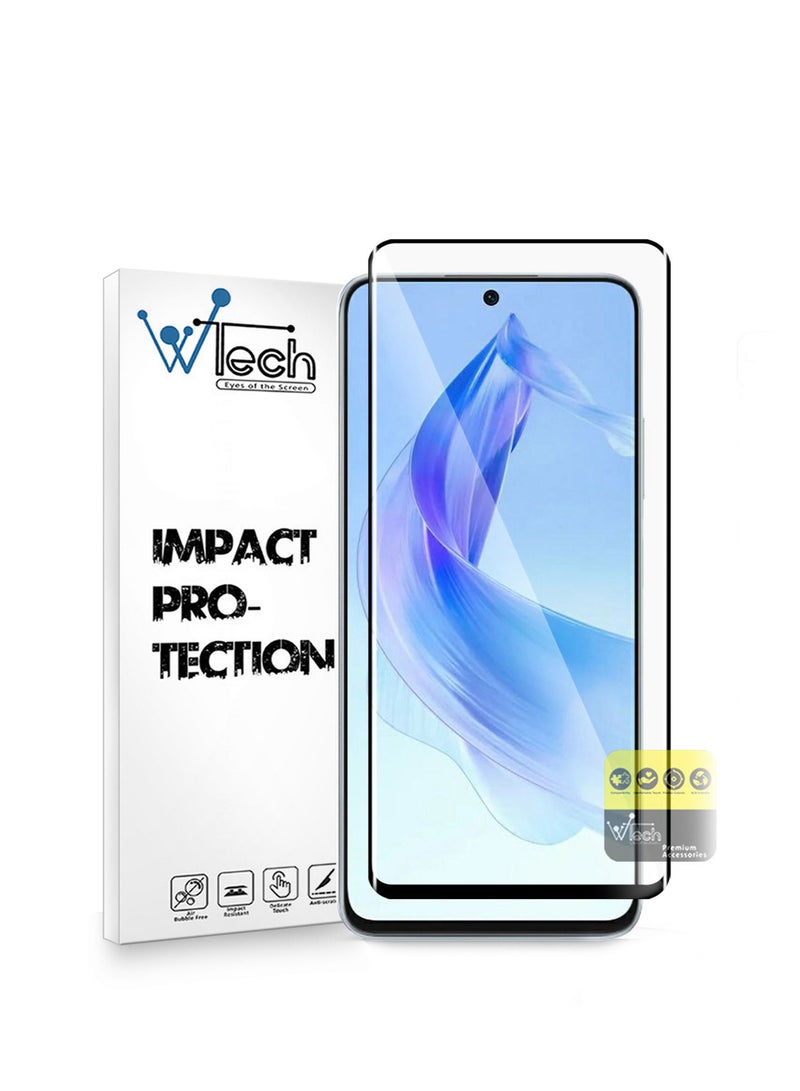 Wtech Premium E2E Full Glue Full Cover Tempered Glass Screen Protector For Honor 90 Lite 5G 2023 Clear/Black - Image 1