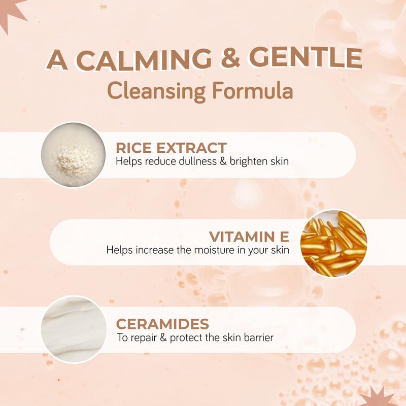Moody Derma Soothe Barrier Repairing Face Wash Cleanser With Ceramide Vitamin E  Rice Extract  Face Wash For Combination Skin  Sensitive Skin Face Wash  Glowing Skin  Suitable For All Skin 120 ml - Image 3