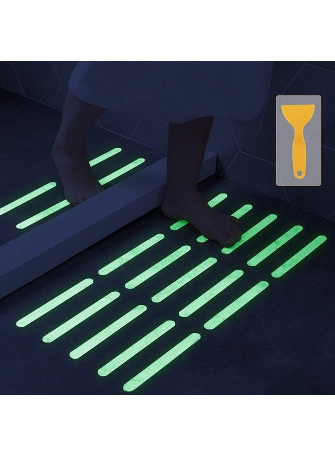Kyerivs Bathtub Non Slip Stickers Luminous Shower Mats for Showers Anti Slip Bath Tub Stickers with Scraper,Adhesive Showers Treads Slip Strip for Bath,Boats,Stairs,Swimming Pools,Health Clubs-24 Pcs  - Image 1