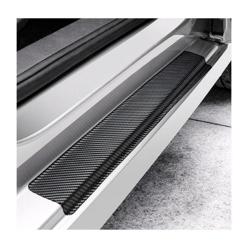 Car Door Sill Protector 4pcs Carbon Fiber Anti-Scratch - Universal Door Sill Guard for Vehicle Auto Accessories - Image 1