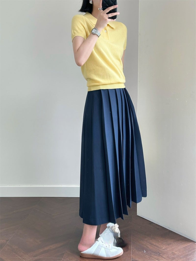 Loose Short Polo Collar Wool Knitted Short-Sleeved Women'S 2025 Thin Shirt Collar Half-Sleeved T-Shirt - Image 4